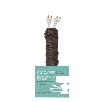 Dk Brown COVEREase Lamp Cord Cover 9 ft Faux Silk Fabric Cover - Cable Sleeve, Wire Cover, Cord Hider for Cable Management for Electrical Lighting Fixtures (Dk Chocolate 1 Pack)