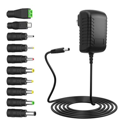 15V 2A 1.5A Power Supply with 10 Interchangeable DC Plug 15 Volt Charger 2000mA 30W Max Regulated Switching AC to DC Cord Adapter 100V - 240V Input Adaptor US Wall Plug