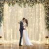 20ft x 10ft Ivory Tulle Photo Backdrop Curtain with Lights String for Parties Wedding Sheer Ivory Curtain Backdrop for Birthday Party Bridal Shower Photo Booth Photography Background Decorations view 2