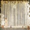 20ft x 10ft Ivory Tulle Photo Backdrop Curtain with Lights String for Parties Wedding Sheer Ivory Curtain Backdrop for Birthday Party Bridal Shower Photo Booth Photography Background Decorations view 4