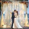 10ft x 10ft Ivory Tulle Photo Backdrop Curtain with Lights String for Parties Wedding Sheer Ivory Curtain Backdrop for Birthday Party Bridal Shower Photo Booth Photography Background Decorations view 2