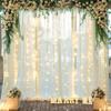 10ft x 10ft Ivory Tulle Photo Backdrop Curtain with Lights String for Parties Wedding Sheer Ivory Curtain Backdrop for Birthday Party Bridal Shower Photo Booth Photography Background Decorations view 4