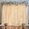 10ft x 7ft Beige Chiffon Backdrop Curtain with Lights String for Parites Wedding Wrinkle Free Curtain Photo Backdrops Drapes for Baby Shower Birthday Party Home Decorations view 1