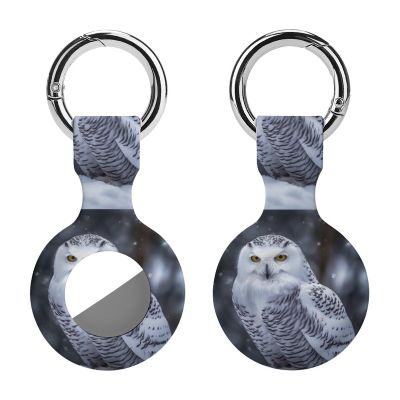 Protective Case for AirTag,Arctic Owl Silicone Air Tag Holder with Key Rings, Protective Airtag Case Cover Accessories