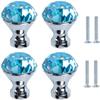 CHMADO Crystal Door knobs,4 Pieces Door Knobs Crystal Aluminum Alloy Knobs Round Base Shaped Knob Drawer Pull Handle Furniture Wardrobe Cupboard Dresser Pale Blue. view 1