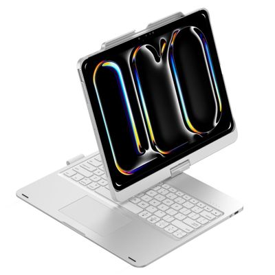 kaidisen 360 Rotatable Keyboard for iPad Pro 13 inch (M5/M4, 2025/2024) 7 Color Backlight Foldable Backlit Keyboard Case with Touchpad 360 Rotating,Silver