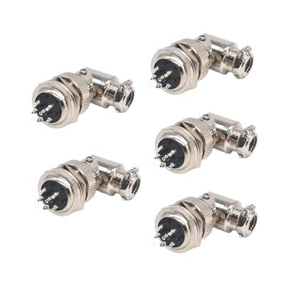 BOUUNCIY 5pcs GX20 6 Pin Metal Male Female Panel Connector, 20mm Panel Mount Right Angle Circular Metal Aviation Connector Adapter Plug Socket for Cable Power Connection (5pcs)