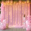 10ft x 10ft Pink Tulle Photo Backdrop Curtain with Lights String for Parties Wedding Sheer Baby Pink Curtain Backdrop for Birthday Party Baby Shower Photo Booth Photography Background Decorations view 3