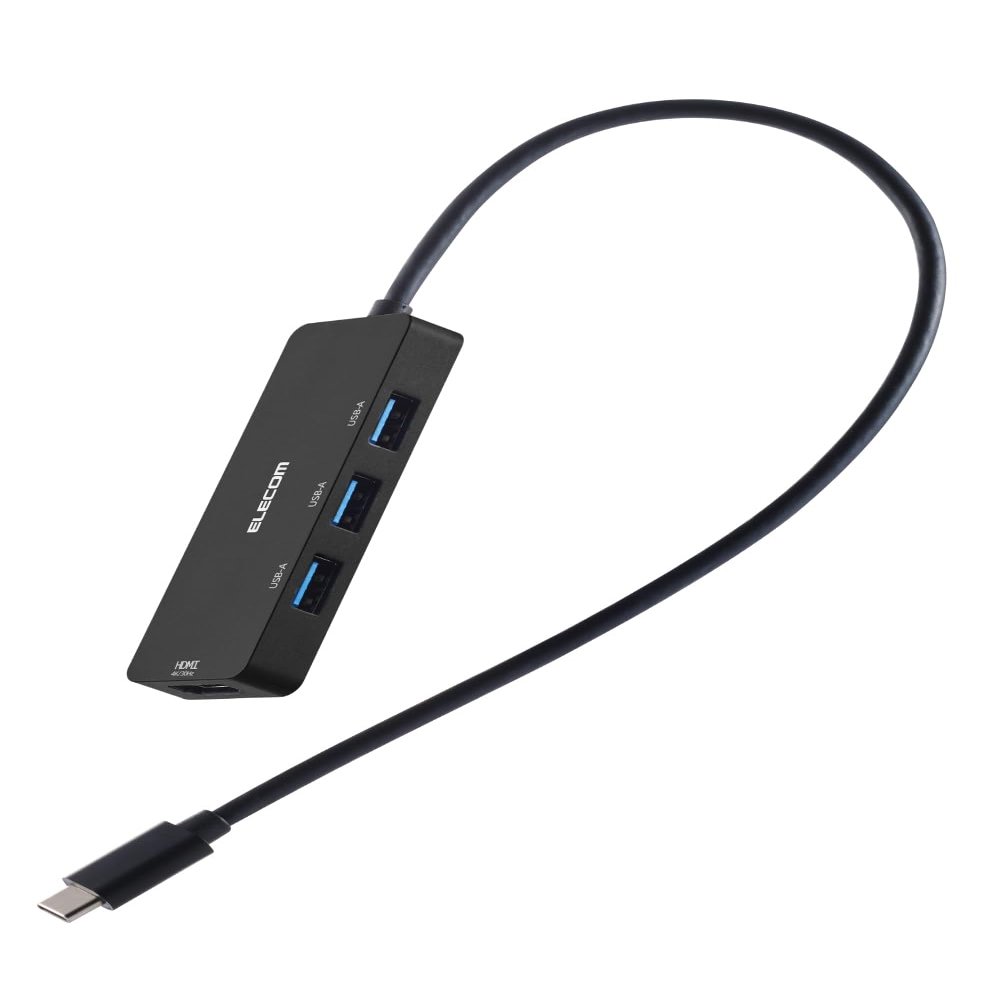 Elecom U3H-MH3006BBK USBHUB USB-C Bus Power USB-A x 3 HDMI x 1 11.8 inches (30 cm) Black