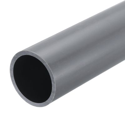 MECCANIXITY 1.6 Inch PVC Rigid Tube Round Pipe Tubing Hardware Tubing 34mm ID 40mm OD 8" Length Light Grey High Impact for Water Pipe, Crafts