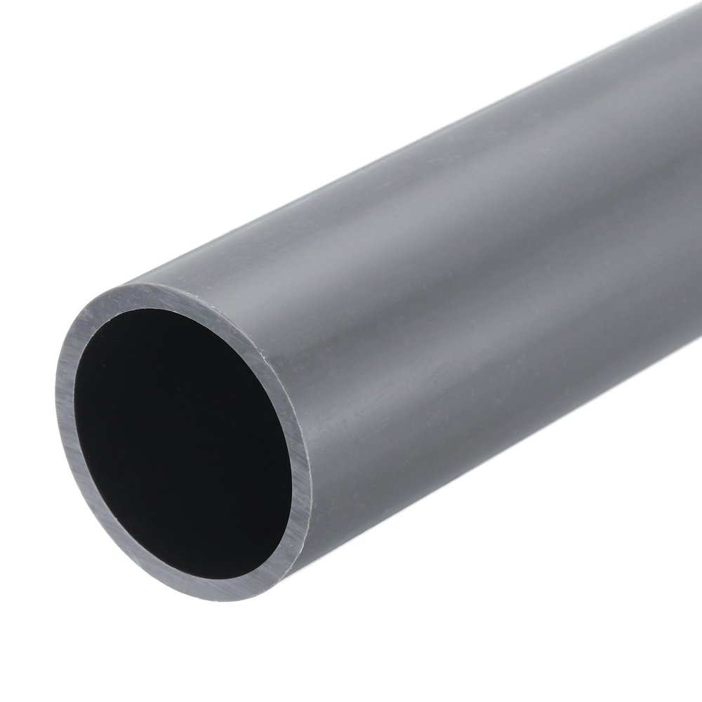 MECCANIXITY 1.6 Inch PVC Rigid Tube Round Pipe Tubing Hardware Tubing 34mm ID 40mm OD 8" Length Light Grey High Impact for Water Pipe, Crafts