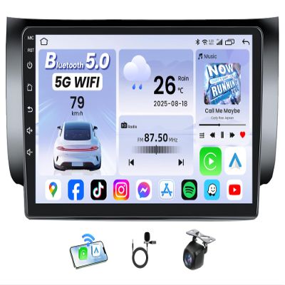 4Core 64GB ROM Car Radio for Nissan Sentra 2013-2017: 10.1 Inch 1280x800 IPS Touch Screen Car Stereo Upgrade with Wireless Carplay & Android Auto Support Bluetooth GPS FM 1080P Backup Camera SWC