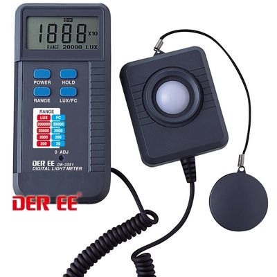 Taiwan Quality DE-3351 Digital Light Meter High Accuracy & Sensitive LUX Meter Large LCD Display and Distinct Digital Data Reading Data Hold Photometer Illumination Meter