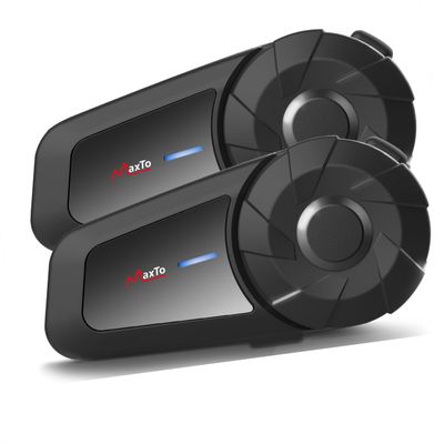 MAXTO MX1 Motorcycle Bluetooth Headset for 2 Riders 800M Intercom, 2 Pack