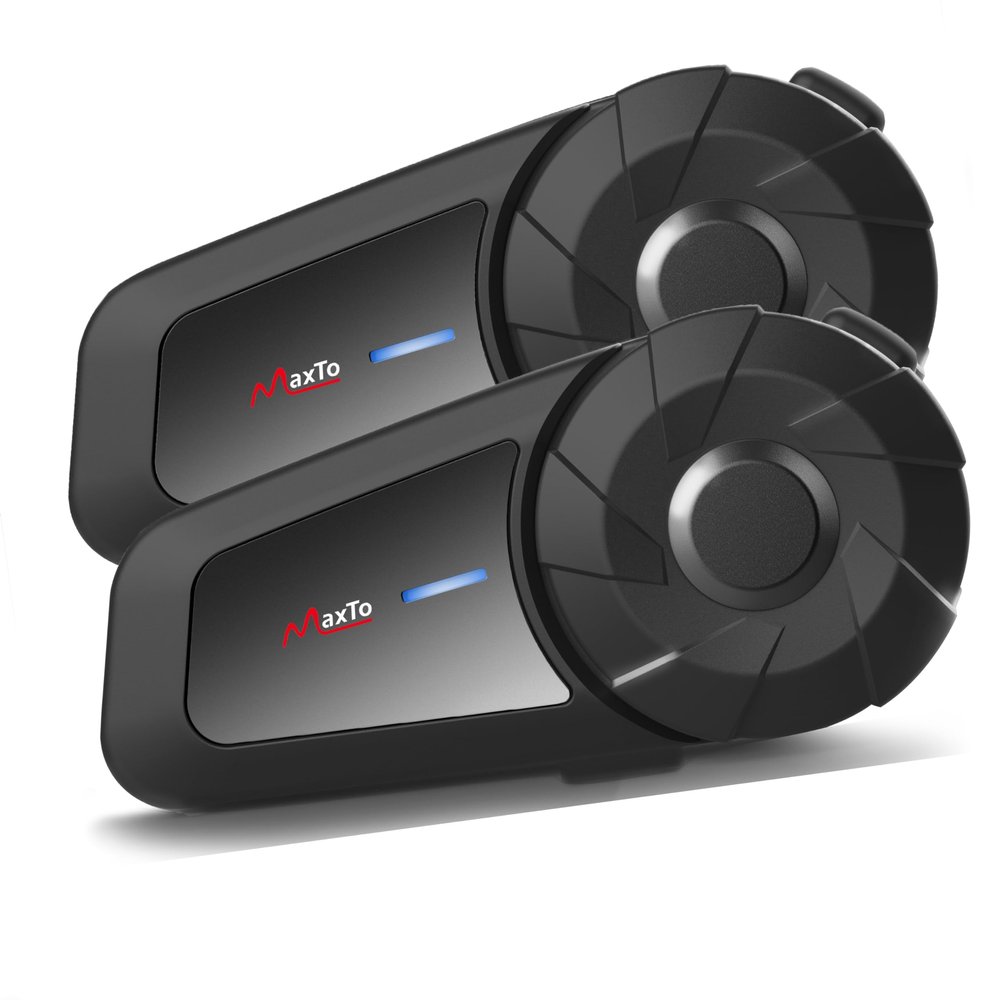MAXTO MX1 Motorcycle Bluetooth Headset for 2 Riders 800M Intercom, 2 Pack