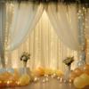 10ft x 10ft Beige Chiffon Backdrop Curtain with Lights String for Parites Wedding Wrinkle Free Curtain Photo Backdrops Drapes for Baby Shower Birthday Party Home Decorations view 2
