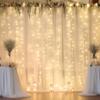 10ft x 10ft Beige Chiffon Backdrop Curtain with Lights String for Parites Wedding Wrinkle Free Curtain Photo Backdrops Drapes for Baby Shower Birthday Party Home Decorations view 4