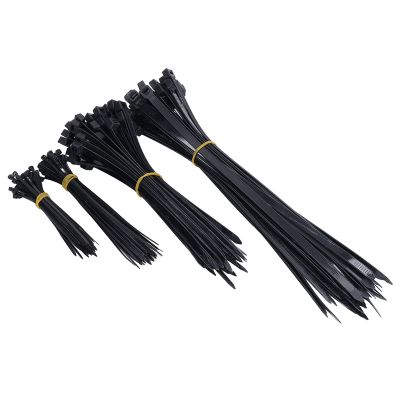 200Pcs Heavy Duty Cable Ties Assortment Zip 4 6 8 12in, 18-120lb Tensile Strength for Organizing Wires, Cords, Gardening (Black)