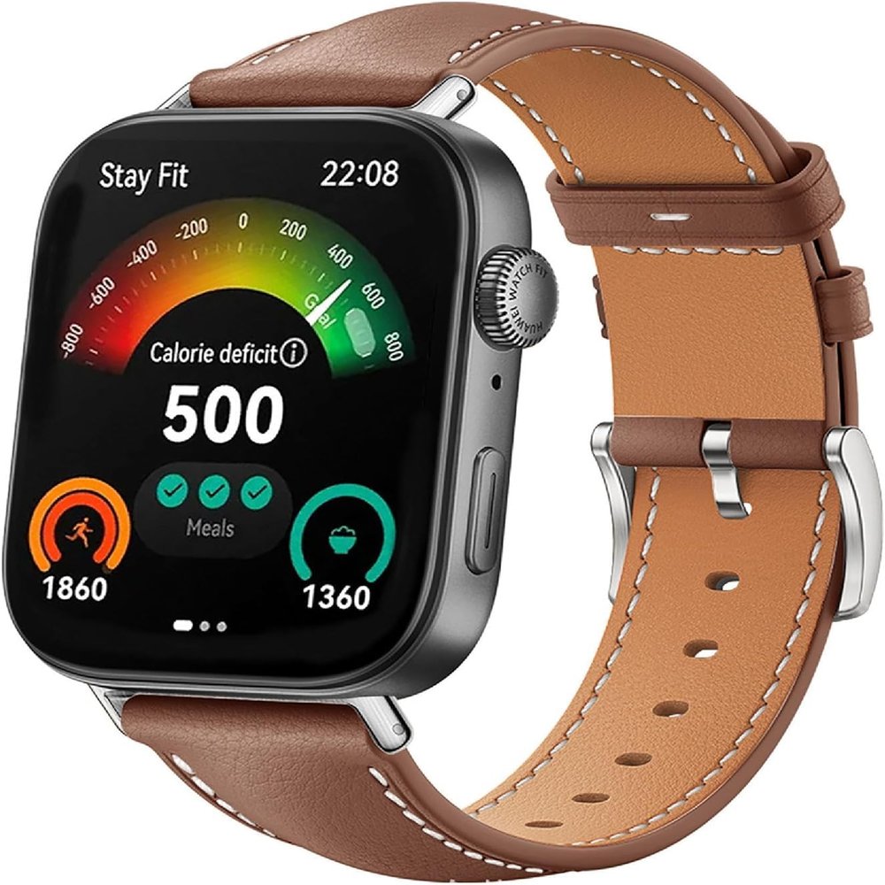 Bracelets Compatible with Huawei Watch Fit 3 Leather Strap, 20 mm Replacement Strap, Leather Strap, Wrist Band Accessories for Huawei Watch Fit 3 Watch Strap