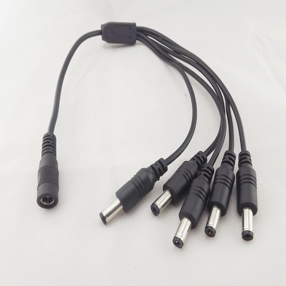 DirectNine Basics 10x DC Power Splitter Adapter Cable 5.5X 2.1mm Female to 5 Male Plug CCTV Camera