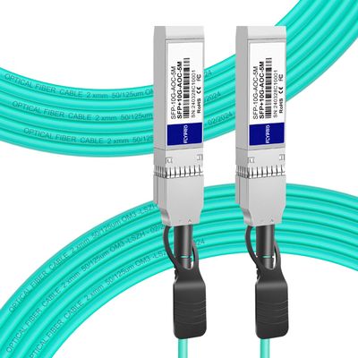FLYPROFiber- 10G SFP+ AOC Cable, SFP+ to SFP+ Active Optical Fiber Cable 5m, OM3 MMF Direct-Attach Fiber Assemblies with SFP+ connectors for Cisco SFP-10G-AOC5M, Ubiquiti UniFi, Supermicro, 5M(16.4ft)