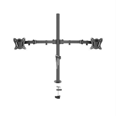 JFUDJKLI T902-240 Desk Clamp Full Motion 360 Degree Dual Monitor Stand 10"-27" Clamp Base Monitor Mount Arm Load 15kg PC Stand(Size:Grommet Base)