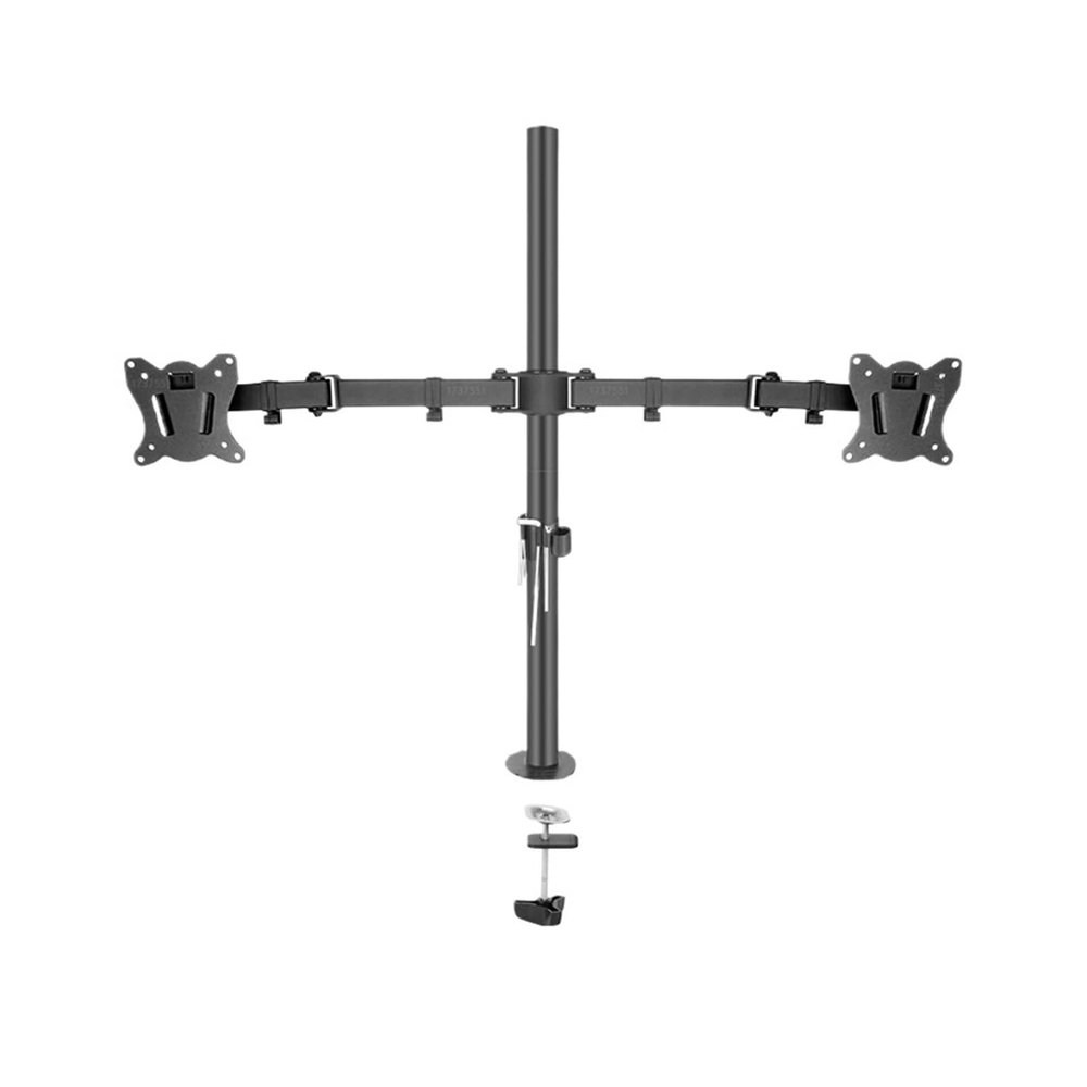 JFUDJKLI T902-240 Desk Clamp Full Motion 360 Degree Dual Monitor Stand 10"-27" Clamp Base Monitor Mount Arm Load 15kg PC Stand(Size:Grommet Base)