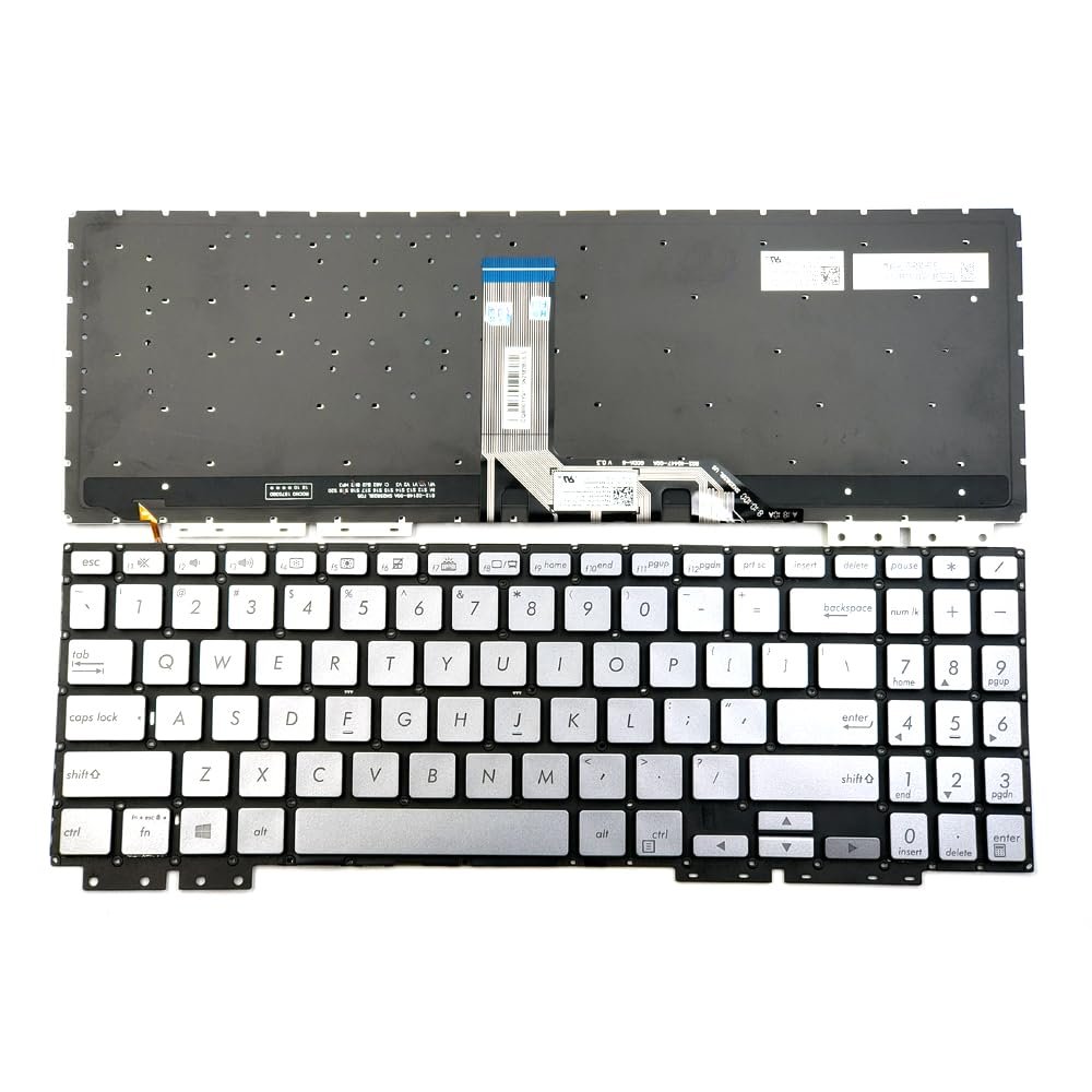 KGIGIBE Replacement Backlit Keyboard for Asus ZenBook Flip 15 UX562 UX562F UX562FA UX562FAC UX562FD UX562FDX Laptop US Silver