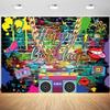10x6.5ft Graffiti 80s 90s Backdrop Urban Retro Birthday Photography Background 80s 90s Hip Hop Birthday Party Cake Table Banner Decoration Supplies Photo Booth Props view 1