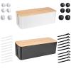 Cable Management Box -White Wooden Style Large Cord Organizer Box to Hide Wires Black Wooden Style Large Cord Organizer Box to Power Strips Cable Organizer Box for Home & Office 16" (L) x 6.2" (W) 5.3 view 1