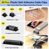 [313Pcs] Cable Management Kit, 67 Adhesive Cable Clips, Topavatop Desk Cord Organizer, 22 Reusable Cable Strap, 4 Cable Sleeve Split, 200 Nylon Cable Zip Ties with 20 Mounts for TV Office Home, Black view 2