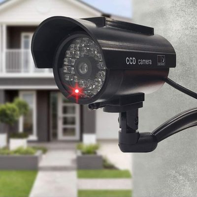 DirectNine Basics Solar Powered Fake Security Camera Virtual Security Camera Simulated Surveillance Camera with Realistic Red Flashing Light for Indoor Outdoor Home Stores (2 Pcs), JKQ002