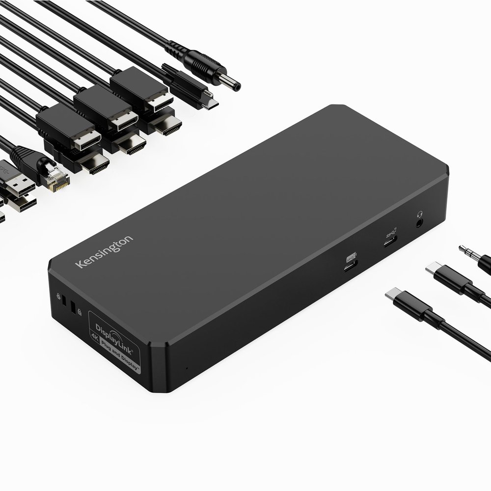 Kensington DisplayLink 4K Docking Station, Triple 4K for MacBook Pro/Air M1/M2/M3/M4, 14ports, 3xHDMI/3xDisplayPort,4xUSB A,2xUSB C 3.2, Ethernet, Audio, 100W PD (K33621NA)