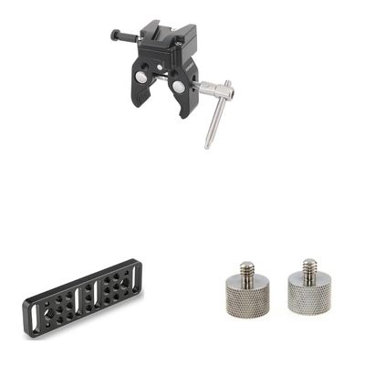 CAMVATE Super Crab Clamp V-Lock + Multi-Function Mounting Plate + 5/8"-27 Female to 1/4"-20 Male