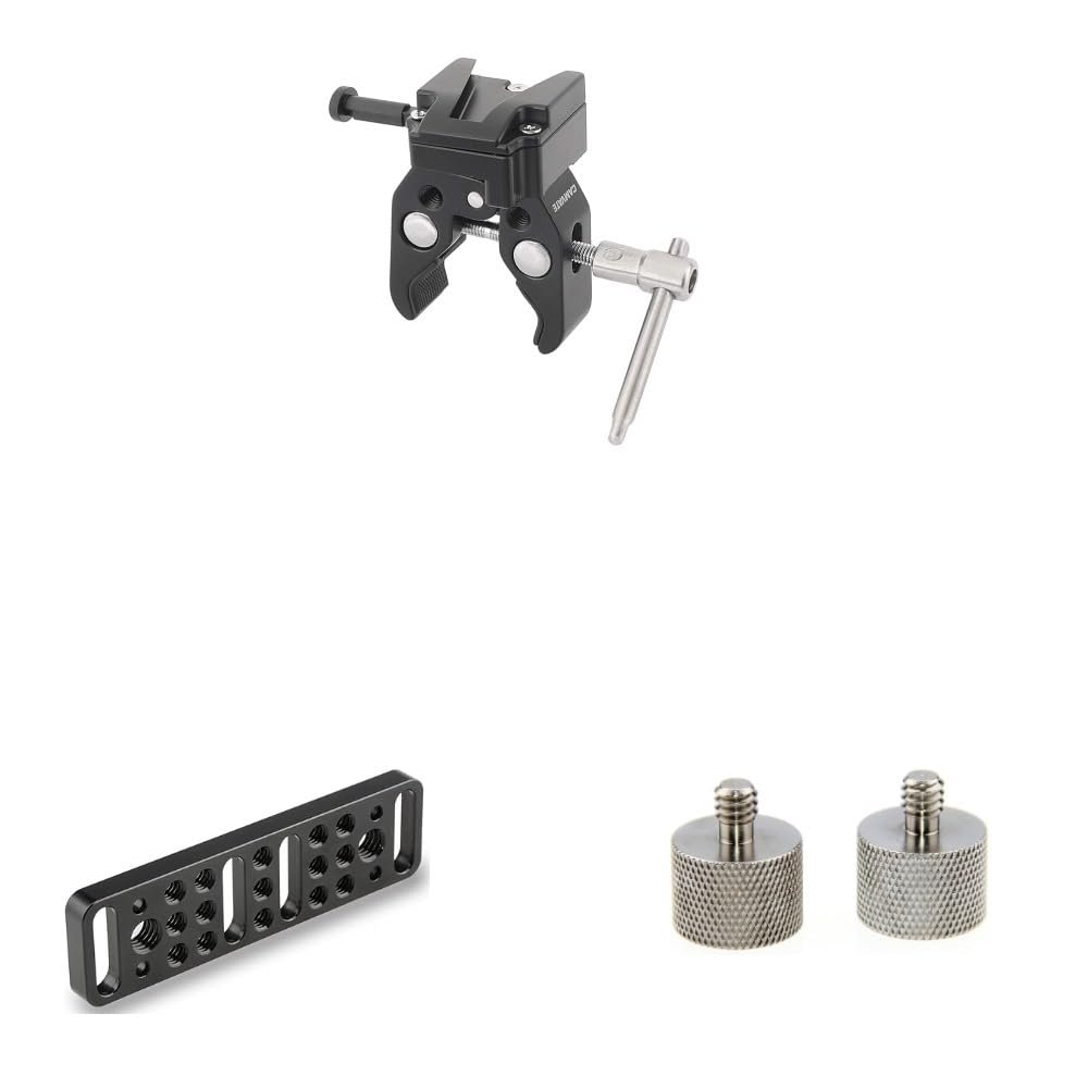 CAMVATE Super Crab Clamp V-Lock + Multi-Function Mounting Plate + 5/8"-27 Female to 1/4"-20 Male