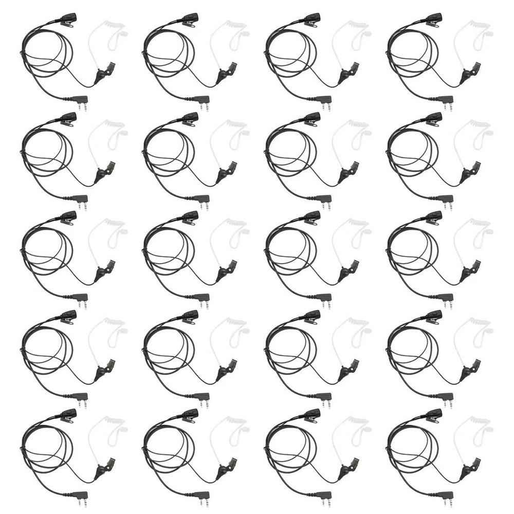 Pdflie K1 Surveillance Headset with PTT Mic Security Acoustic Tube Earpiece for Baofeng UV-5R UV-82 UV-82HP BF-888S BF-F8HP AR-152 Arcshell Retevis RT21 RT22 RT27 RT68 Kenwood 2Pin Radio (20pack)