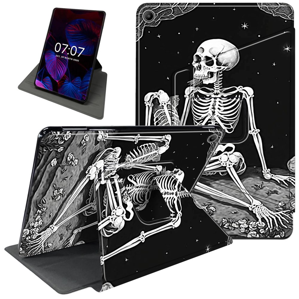 AIRWEE Rotating Case for iPad 10.2, 9th/8th/7th Gen, 360 Rotating Stand, Auto Wake/Sleep, Shockproof, Skull Pattern, Unisex, Portable, Watching Movies, Gaming, Typing