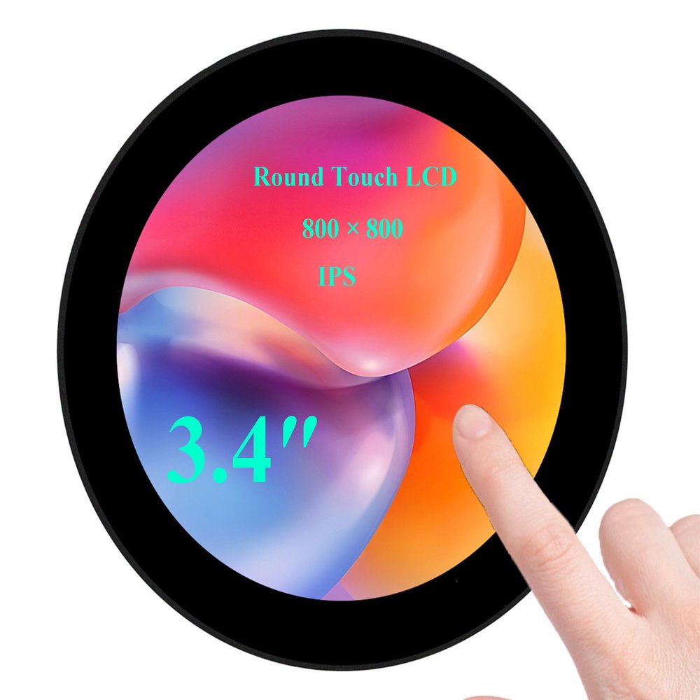 3.4inch HDMI Round TouchScreen for Raspberry Pi 5/4B/3B+/3A+/2B/B+/A+/Zero/Zero W/WH/Zero 2W, 800800 Resolution 10-Point Capacitive Touch IPS Display,Compatible with Jetson Nano/Mini PC,Driver Free