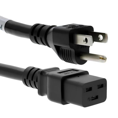CablesAndKits - 3 Prong AC Power Cord (15ft) 4.5m - 15A/125V, 14 AWG - 5-15P to C19, (NEMA 5-15P to IEC-60320-C19) - Heavy Duty Power Cable for Servers, Network and Data Center Needs - (Black)