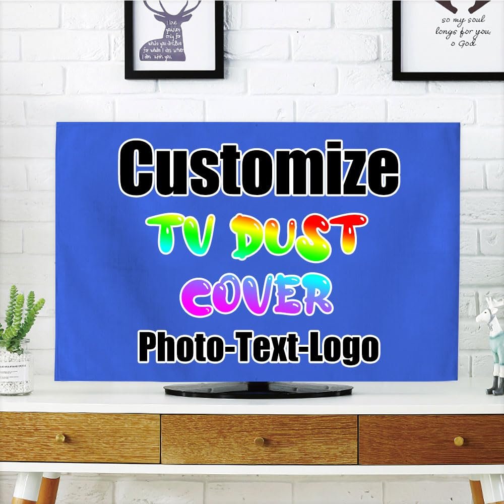 DYAGSIO Custom TV Dust Cover with Photo, Compatible with Modern 32" LCD LED, Design Your Own Personalized with Picture Logo Text TV Dust Cover Cloth Decoration Living Room, RoyalBlue