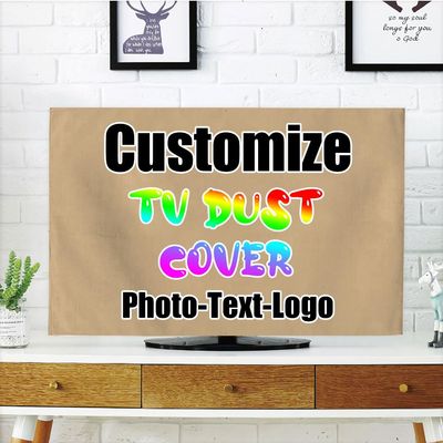 DYAGSIO Personalized TV Dust Cover, Cover Type 47" LCD LED, Customized with Photo Logo Text TV Dust Cover Cloth Decoration Living Room, Tan