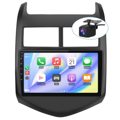 Junsun 5G WIFI Car Radio Stereo for Chevy Aveo Sonic 2011 2012 2013 2014 2015 with Wireless Android Auto Carplay 2G+32G 9 inch Android 13 Touch Screen with SWC GPS Navigation DSP BT Free Backup Camera