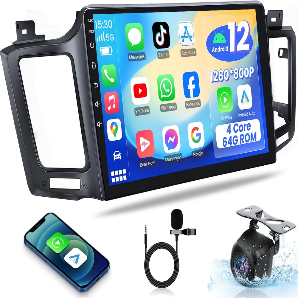 4Core+64G ROM Car Radio for Toyota RAV4 2013-2018: Wireless Carplay&Android Auto for RAV4 Stereo Upgrade with 10.2 Inch 1280 * 800 Touch Screen 5G WiFi Backup Camera GPS Bluetooth FM SWC DSP HiFi