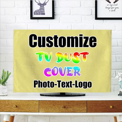 DYAGSIO Custom TV Dust Cover with Photo, Compatible with Modern 42" LCD LED, Design Your Own Personalized with Picture Logo Text TV Dust Cover Cloth Decoration Living Room, Khaki