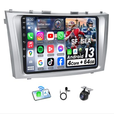 64G ROM Car Radio for Toyota Camry 2007 2008 2009 2010 2011: Upgrade 9 Inch HD Touch Screen 5G WiFi Wireless CarPlay Android Auto 1080P Backup Camera, GPS Bluetooth FM SWC Stereo