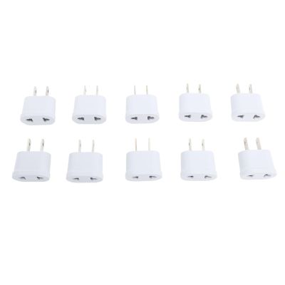 10PCS US to EU Plug Adapter, Power Plug Converter, Portable Travel Pure Copper 2 Prong Plug Converter for Cellphone Laptop Hair Dryer 250V
