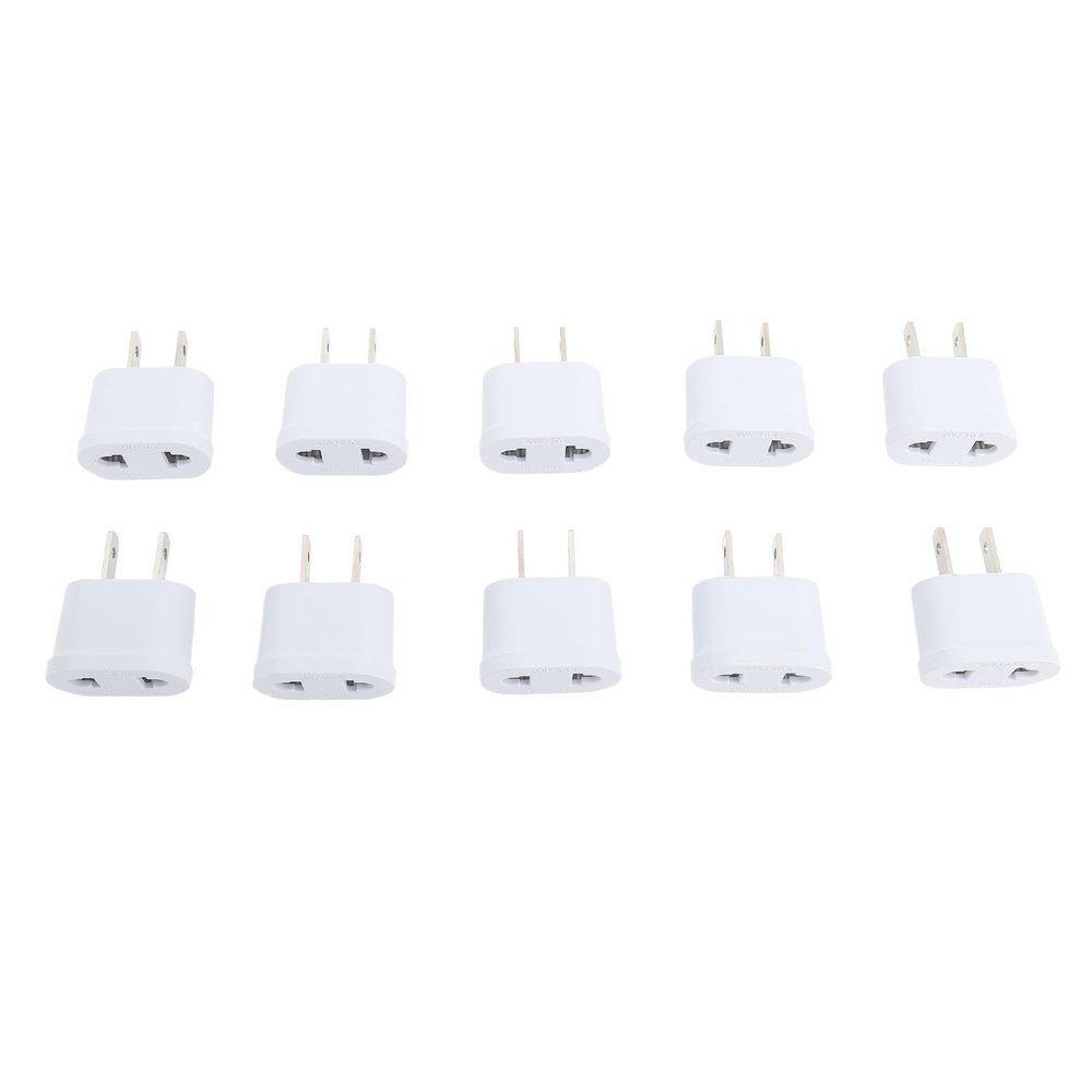 10PCS US to EU Plug Adapter, Power Plug Converter, Portable Travel Pure Copper 2 Prong Plug Converter for Cellphone Laptop Hair Dryer 250V