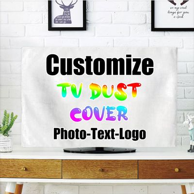 DYAGSIO Personalized TV Dust Cover, Cover Type 37" LCD LED, Customized with Photo Logo Text TV Dust Cover Cloth Decoration Living Room, White