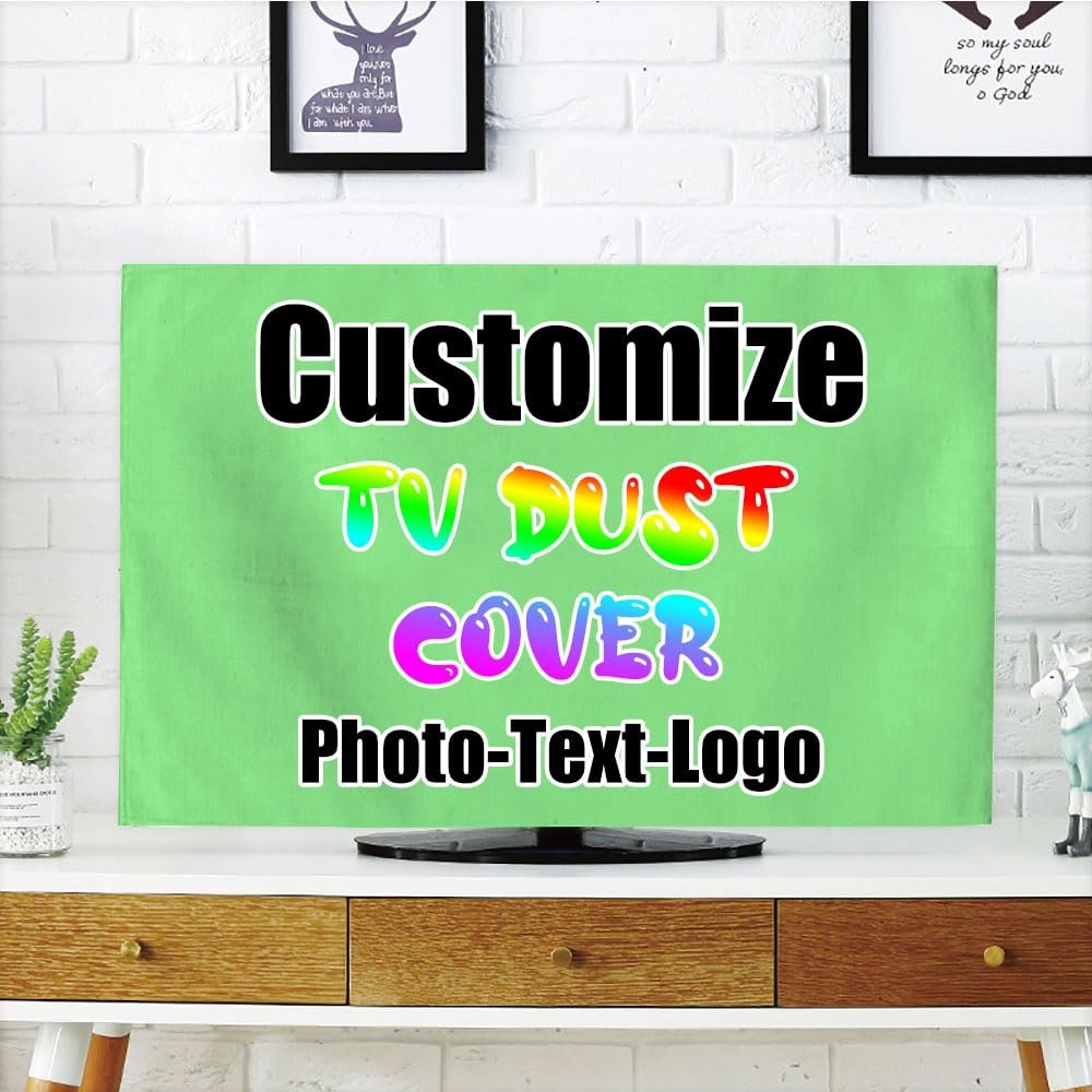 DYAGSIO Custom TV Dust Cover with Photo, Compatible with Modern 50"/52" LCD LED, Design Your Own Personalized with Picture Logo Text TV Dust Cover Cloth Decoration Living Room, LightGreen