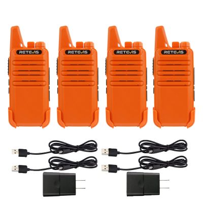 Retevis RT22 Rechargeable Walkie Talkies, Long Range Two Way Radio for Adults, Portable Handheld Radio, Voice Activated, Emergency Alarm, Upgraded Type-C Charing, Outdoor Hiking Travel(4 Pack, Orange)